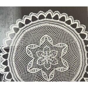 Vintage 1960's Pricilla Doily Crochet Pattern LOVER'S KNOT SCALLOPS Lace 21"